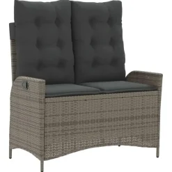 vidaXL - Verstelbare loungebank met kussens - Grijs - Poly rattan - 104x59x93 cm