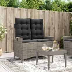 vidaXL - Verstelbare loungebank met kussens - Grijs - Poly rattan - 104x59x93 cm