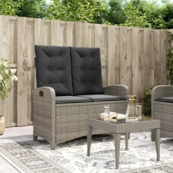vidaXL - Verstelbare loungebank met kussens - Grijs - Poly rattan - 105x59x93 cm
