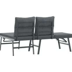 vidaXL - Verstelbare Tuinbanken met kussens zwart - Gepoedercoat staal - 2 stuks