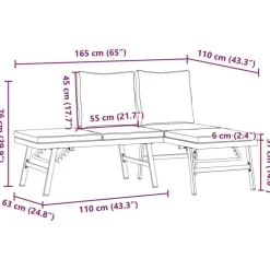vidaXL - Verstelbare Tuinbanken met kussens zwart - Gepoedercoat staal - 2 stuks