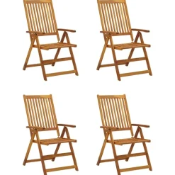 vidaXL - Verstelbare tuinstoelen met kussens - Blauw - Hout - 4 stuks