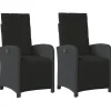 vidaXL - Verstelbare tuinstoelen - Kussens - Zwart - Poly rattan - 2 stuks