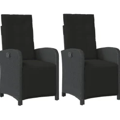 vidaXL - Verstelbare tuinstoelen - Kussens - Zwart - Poly rattan - 2 stuks