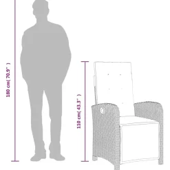 vidaXL - Verstelbare tuinstoelen - Kussens - Zwart - Poly rattan - 2 stuks