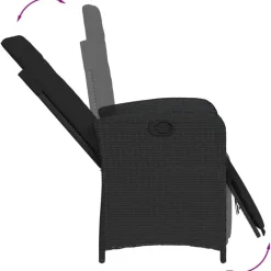 vidaXL - Verstelbare tuinstoelen - Kussens - Zwart - Poly rattan - 2 stuks