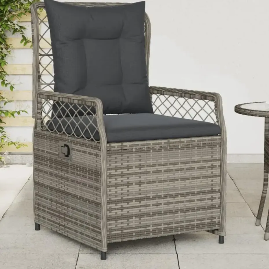 vidaXL - Verstelbare tuinstoelen - Grijs - Poly rattan - 2 stuks