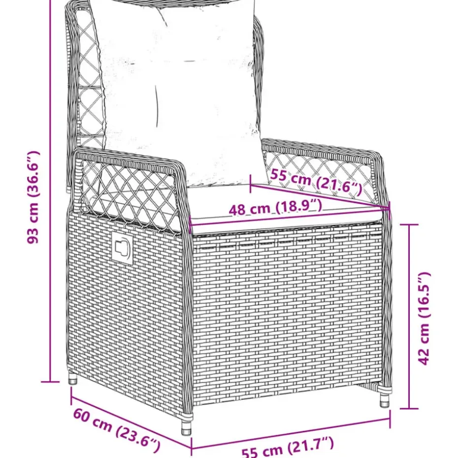 vidaXL - Verstelbare tuinstoelen - Grijs - Poly rattan - 2 stuks