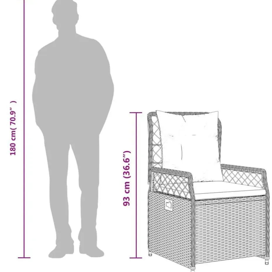 vidaXL - Verstelbare tuinstoelen - Grijs - Poly rattan - 2 stuks