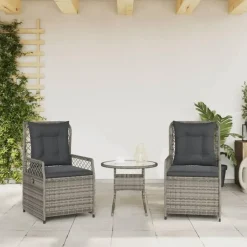 vidaXL - Verstelbare tuinstoelen - Grijs - Poly rattan - 2 stuks