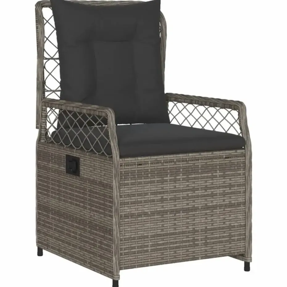 vidaXL - Verstelbare tuinstoelen - Grijs - Poly rattan - 2 stuks