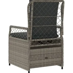 vidaXL - Verstelbare tuinstoelen - Grijs - Poly rattan - 2 stuks