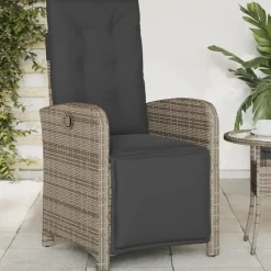 vidaXL - Verstelbare tuinstoelen - Voetensteun - Grijs - Poly rattan - 2 stuks