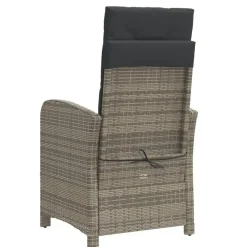 vidaXL - Verstelbare tuinstoelen - Voetensteun - Grijs - Poly rattan - 2 stuks
