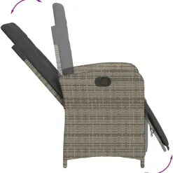 vidaXL - Verstelbare tuinstoelen - Voetensteun - Grijs - Poly rattan - 2 stuks