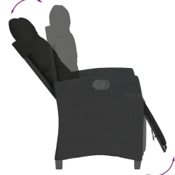 vidaXL - Verstelbare tuinstoelen met voetensteun - Zwart - Poly rattan - 2 stuks