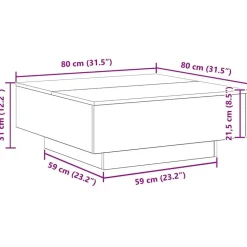vidaXL - Vierkante salontafel - Zwart eiken - Bewerkt hout - 80x80x31 cm