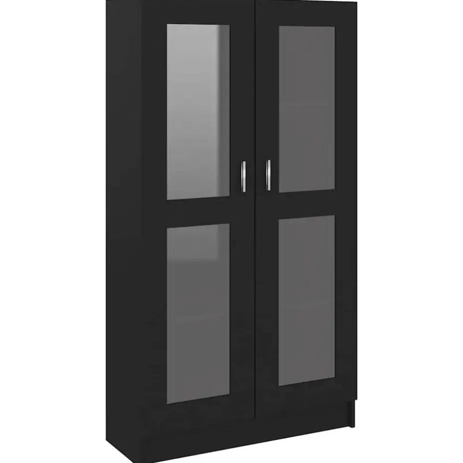 vidaXL - Vitrinekast - Zwart - Bewerkt hout