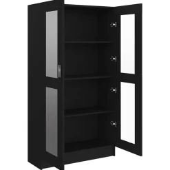 vidaXL - Vitrinekast - Zwart - Bewerkt hout