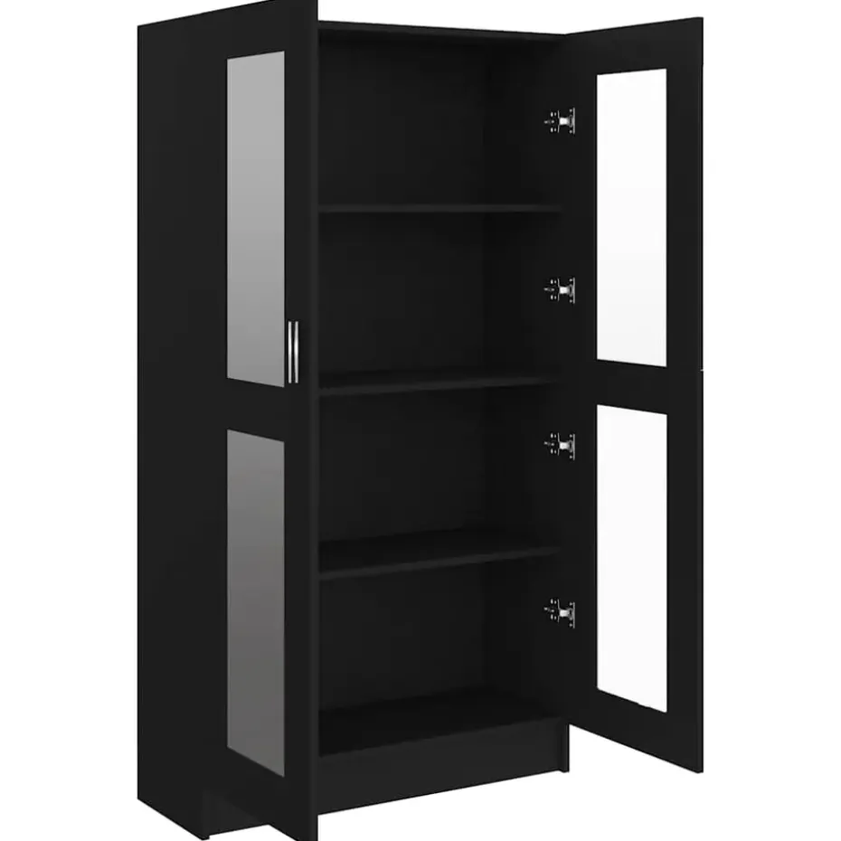 vidaXL - Vitrinekast - Zwart - Bewerkt hout