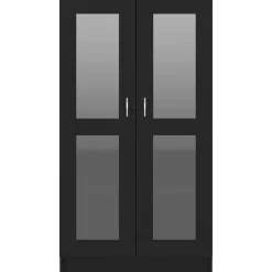 vidaXL - Vitrinekast - Zwart - Bewerkt hout
