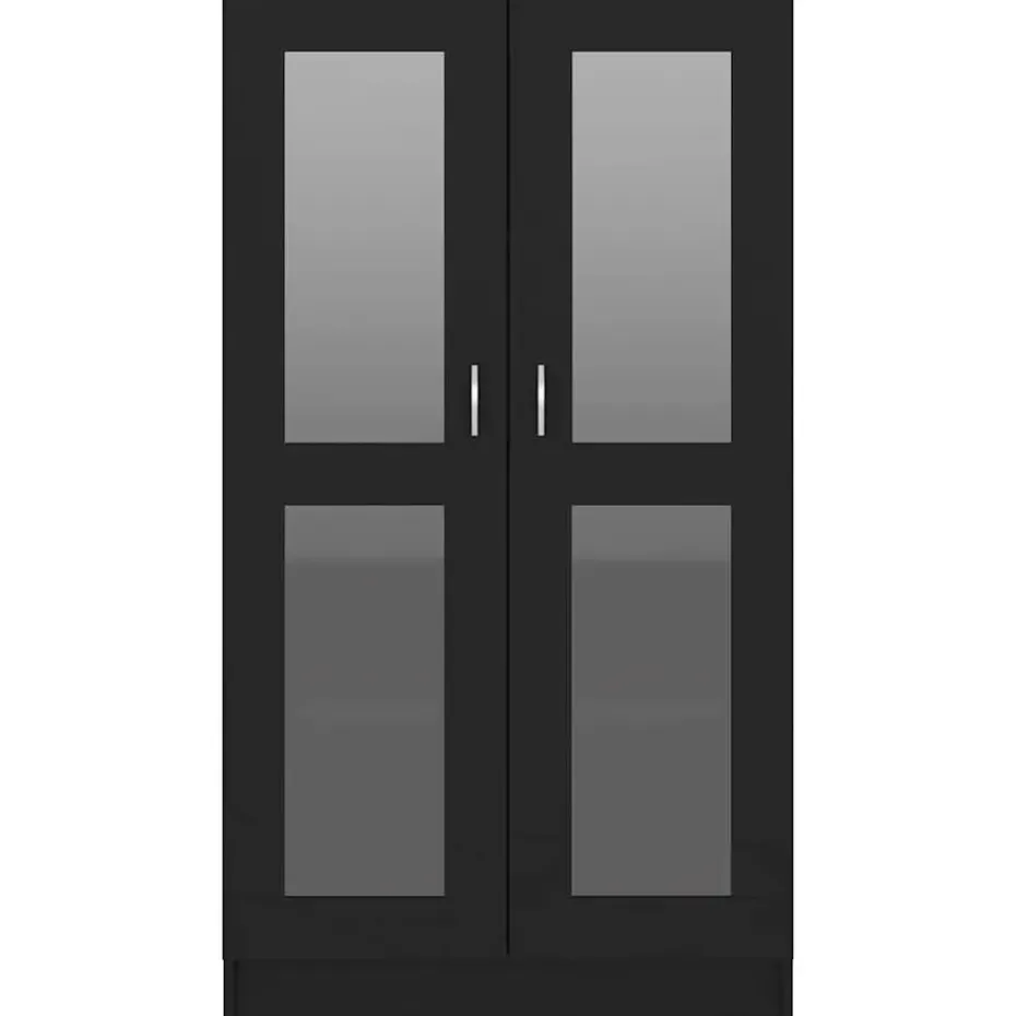 vidaXL - Vitrinekast - Zwart - Bewerkt hout