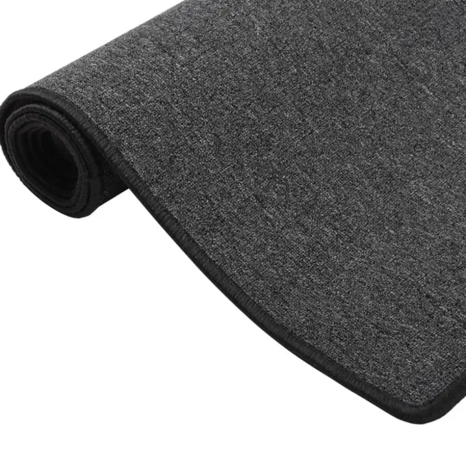 vidaXL - Vloerkleed - Antraciet - Polypropyleen - 80 x 250 cm