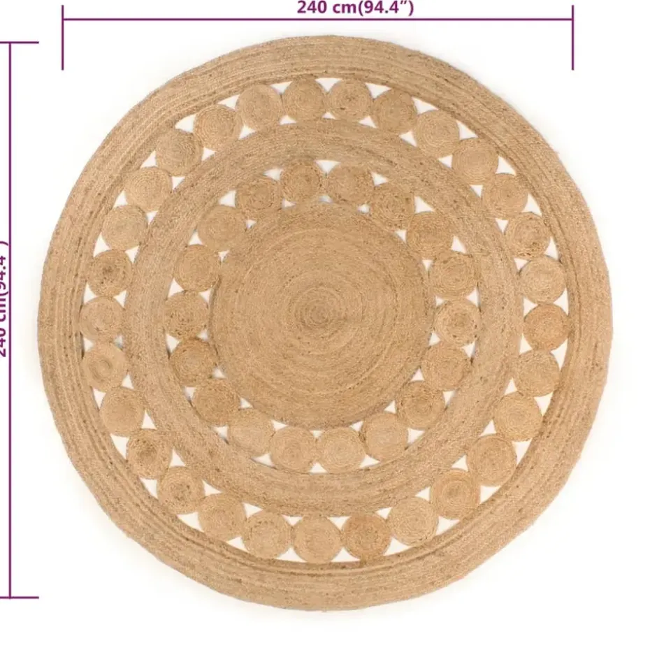 vidaXL - Vloerkleed - Beige - Jute - 240 cm