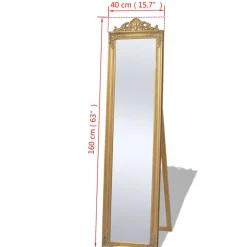 vidaXL - Vrijstaande Spiegel - Goud - Hout - 160 x 40 cm