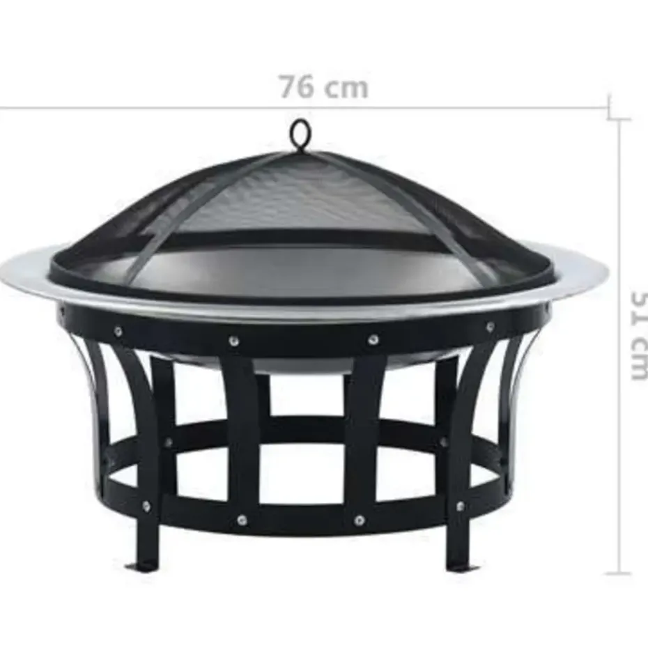 vidaXL - Vuurplaats - Zwart - Staal
