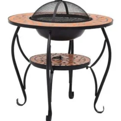 vidaXL - Vuurtafel - Bruin - Keramiek