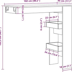 vidaXL - Wandgemonteerde bartafel - Oud hout - Bewerkt hout - 102x45 cm