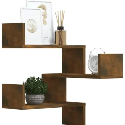 vidaXL - Wandhoekschap - Bruin - Bewerkt hout - 2 stuks