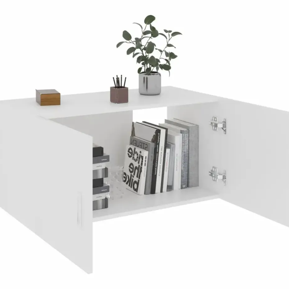 vidaXL - Wandkast - Wit - Bewerkt hout