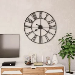 vidaXL - Wandklok - Zwart - Metaal