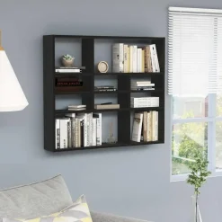 vidaXL - Wandmeubel - Zwart - Bewerkt hout