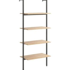 vidaXL - Wandrek met 4 schappen - Lichtbruin - Bewerkt hout - 64 x 35 x 152.5 cm