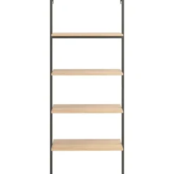 vidaXL - Wandrek met 4 schappen - Lichtbruin - Bewerkt hout - 64 x 35 x 152.5 cm