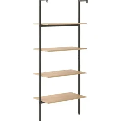 vidaXL - Wandrek met 4 schappen - Lichtbruin - Bewerkt hout - 64 x 35 x 152.5 cm