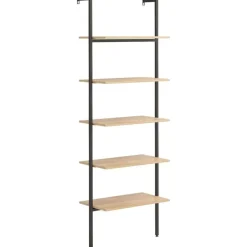 vidaXL - Wandrek met 5 schappen - Bruin - Bewerkt hout - 64 x 35 x 185 cm