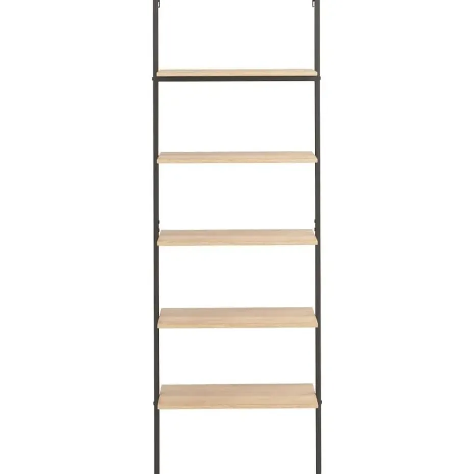 vidaXL - Wandrek met 5 schappen - Bruin - Bewerkt hout - 64 x 35 x 185 cm