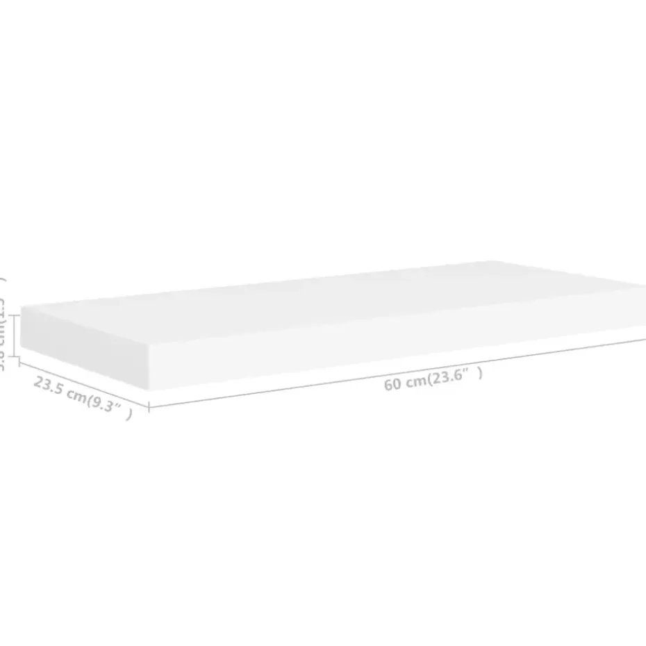 vidaXL - Wandschap - Wit - MDF - 60 x 23.5 x 3.8 cm - 2 stuks