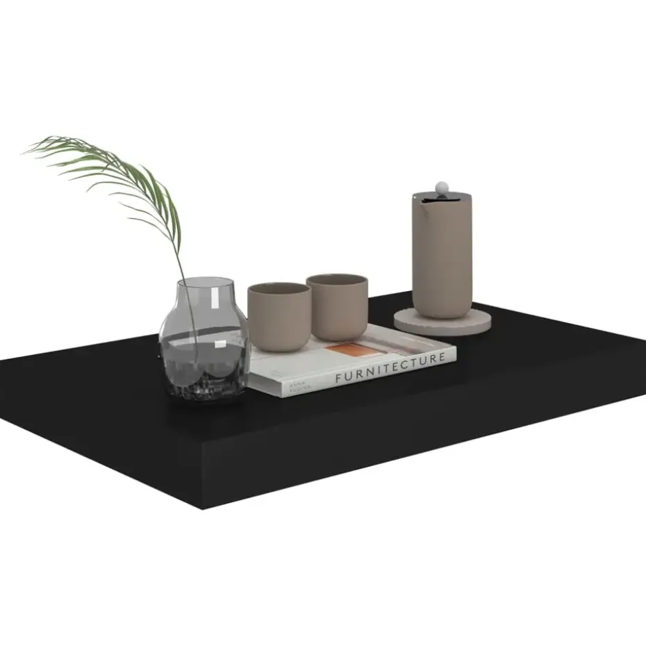 vidaXL - Wandschap - Zwart - MDF - 40 x 23 x 3.8 cm - 2 stuks