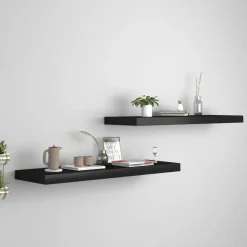 vidaXL - Wandschap - Zwart - MDF - 80 x 23.5 x 3.8 cm - 2 stuks