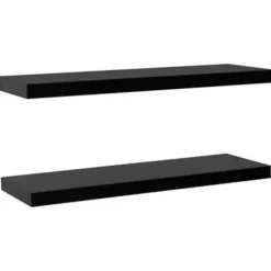 vidaXL - Wandschap - Zwart - MDF - 120 x 20 x 3.8 cm - 2 stuks