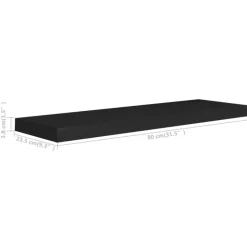 vidaXL - Wandschap - Zwart - MDF - 80 x 23.5 x 3.8 cm