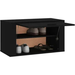 vidaXL - Wandschoenenkast - Zwart - Bewerkt hout