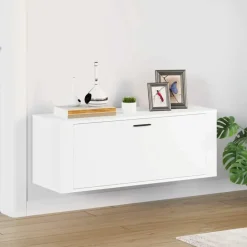 vidaXL - Wandschoenenkast - Wit - Bewerkt hout