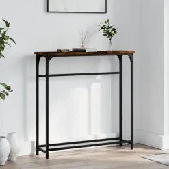 vidaXL - Wandtafel - Gerookt eiken - Bewerkt hout - 75x19.5x75 cm