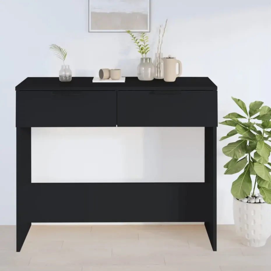 vidaXL - Wandtafel - Zwart - Bewerkt hout